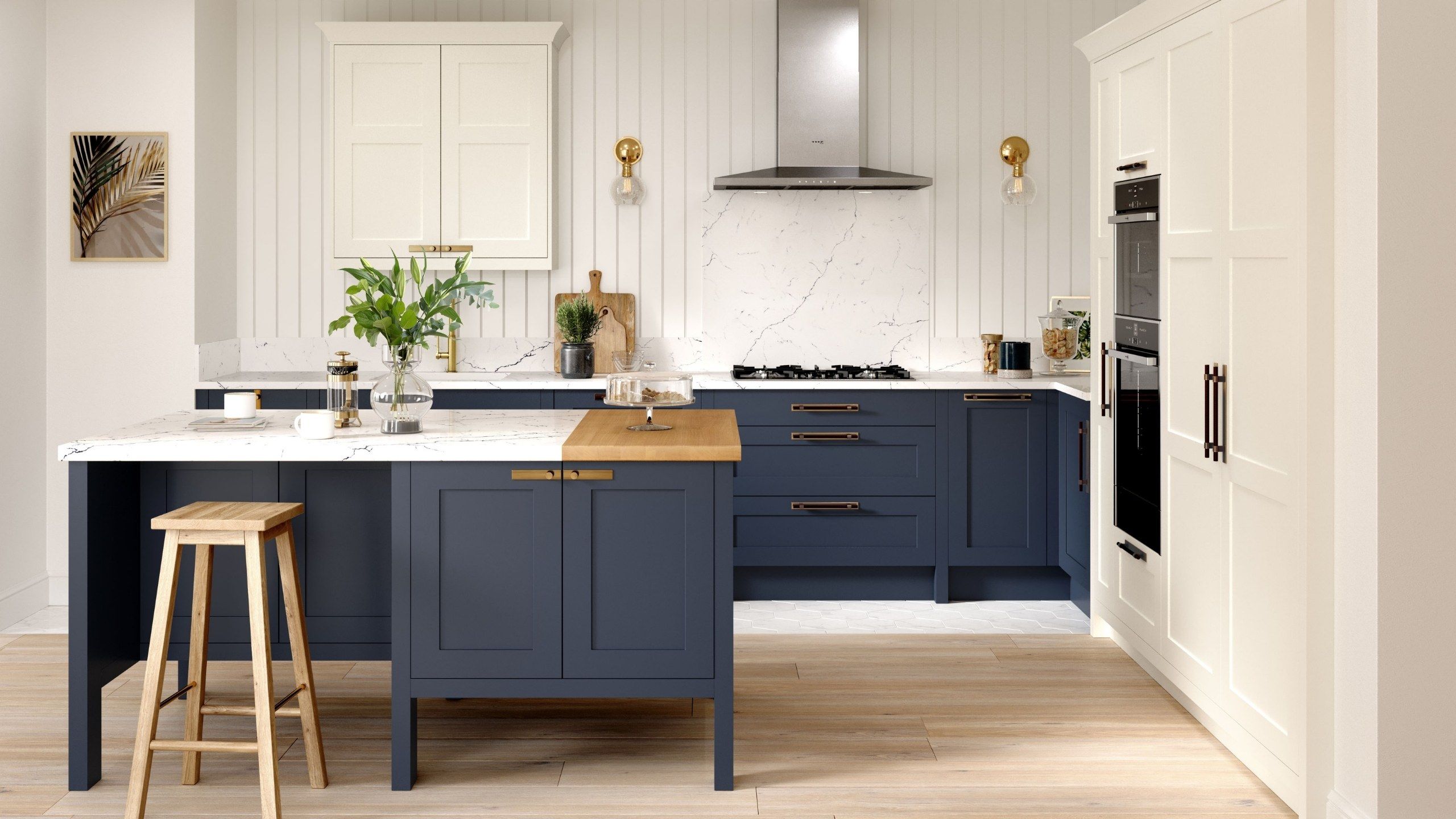 Hunton Modern Shaker Kitchen Design shown in Hartforth Blue